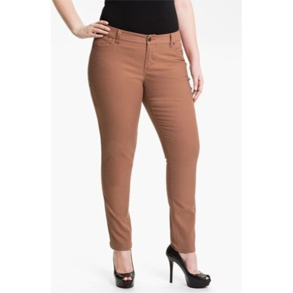 NWT $188 MYNT 1792 Womens Plus Jeans Pants Office 16W Skinny 16 W Rust New Brown